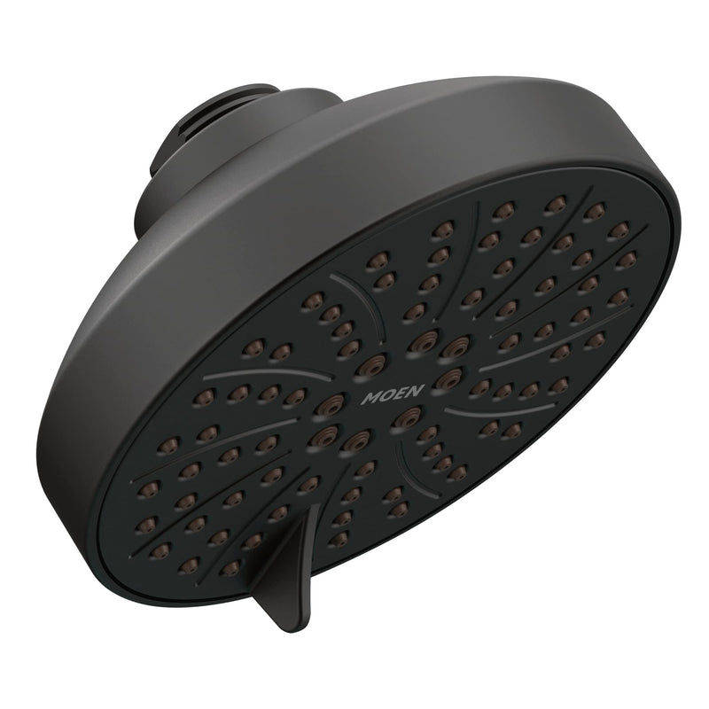 Moen Matte Black Six-Function 4-1/2" Diameter Spray Head Eco-Performance Showerhead, 6512EP15BL 1.5 GPM