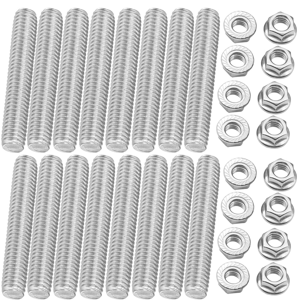 16 Pcs M8*1.25 Studs Kit Stainless Steel Exhaust Studs and Nuts Kit for Ford 4.6L 5.4L F150 F250