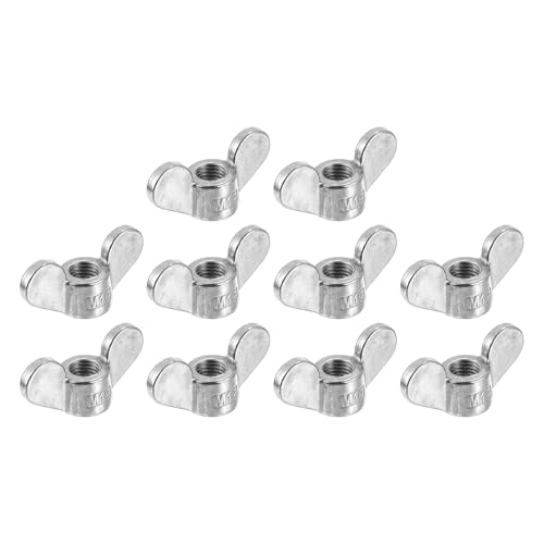 uxcell M16x2.0mm Wing Nut 10 Pcs, 304 Stainless Steel Butterfly Wing Nuts Fasteners Parts Hand Twist Tighten Wing Nuts for Machinery Electronic Equipment DIY, Silver