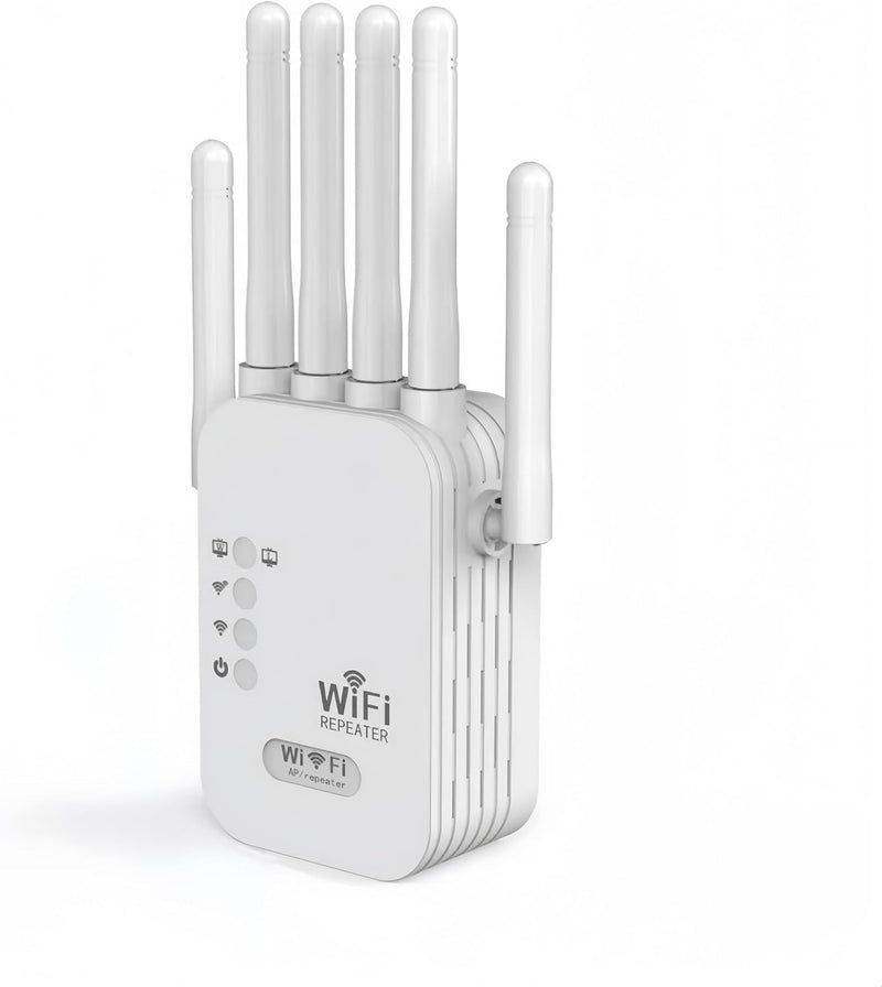 WiFi Extender, WiFi Extender Signal Booster Dual-Band(5.8G&2.4G) Wireless Repeater Coverage to 12880 sq. ft & 105 Devices, 1-Tap Setup, Supports Ethernet Port, Faster Speed white