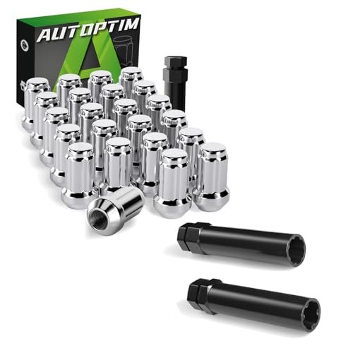 AUTOPTIM 1/2-20 23PCS 6 Spline Lug Nuts & 2 Piece 6 & 7 Spline Lug Nut Socket Key