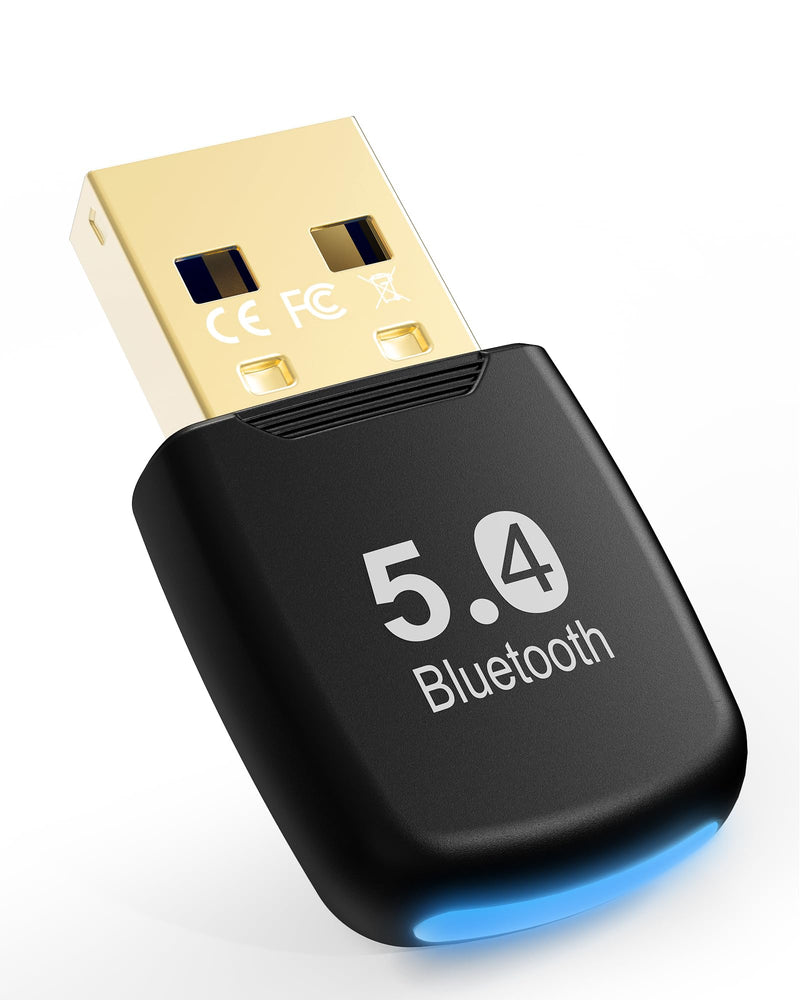 5.4 Bluetooth Dongle - 20M Range USB Adapter for PC, Plug and Play, Supports Laptop Headphones, Keyboard, Mouse - Windows 11/10/8.1