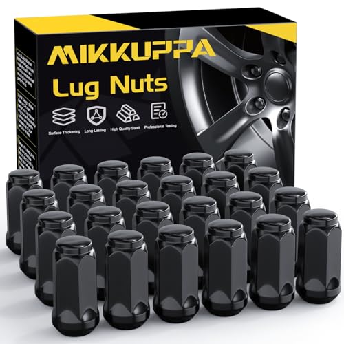 MIKKUPPA 9/16-18 Wheel Lug Nuts, Black 24PCS Closed End Lug Nuts 19mm Hex 9/16"-18 24 PCS