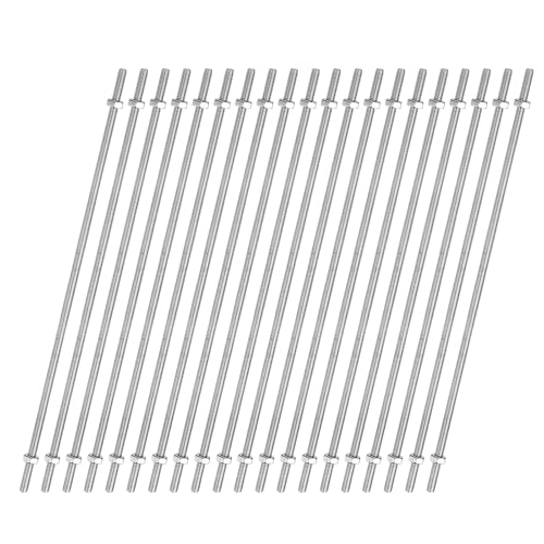 uxcell 20pcs 8/32 Inch M4 Threaded Rods with 40pcs Hex Nuts 18 Inch 304 Stainless Steel Full Threads Right-Hand Thread for Hangers, U-Bolts, and Beaded Garden Stake Rods, Silver 20
