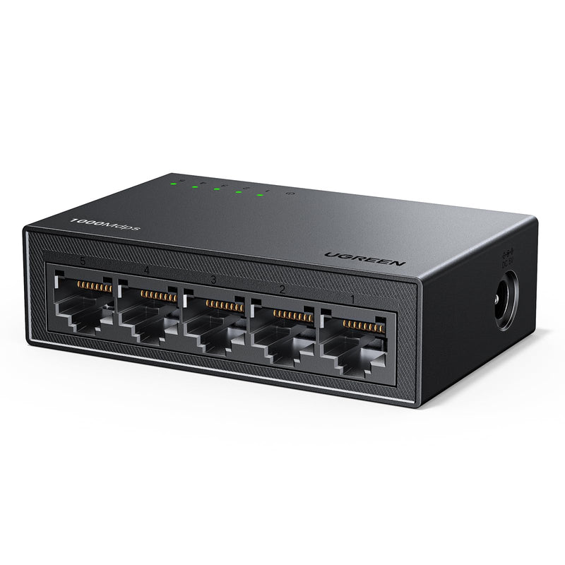 UGREEN Ethernet Switch, 5 Port Gigabit Ethernet Splitter, Plug & Play, Wall Mount & Desktop Network Switch Hub, Unmanaged, Compact, with LED, Fanless Quiet, for Internet Cable, Laptop, Router, NAS 35492US