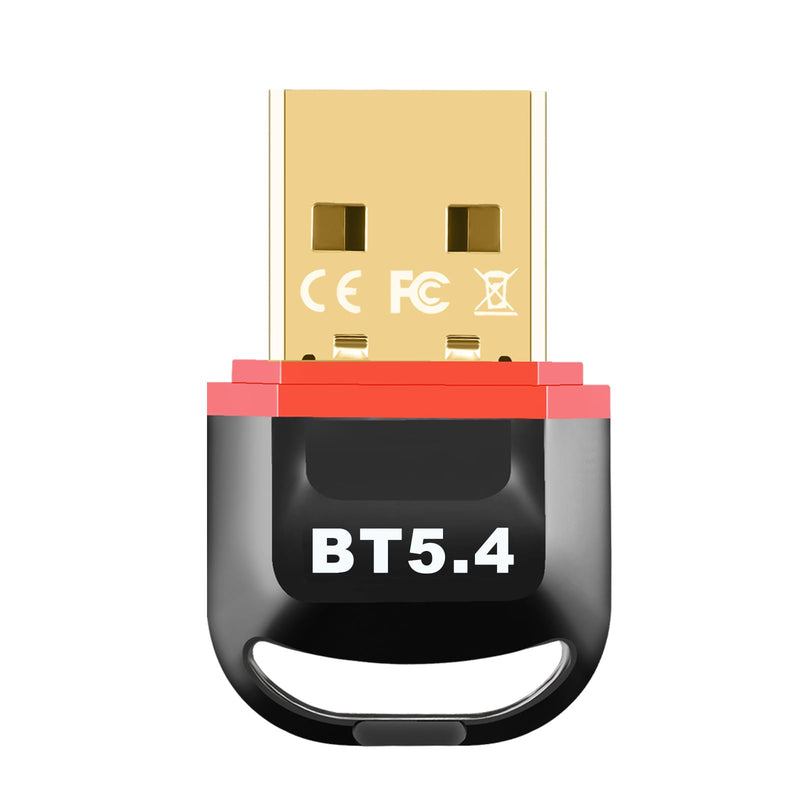 USB Bluetooth 5.4 Adapter for PC, Plug & Play Bluetooth Dongle Receiver BR+EDR+BLE+LMP13.X, Long Range Support Windows 11/10/8.1 for Desktop Laptop Keyboard Mouse Headset (Red) Red