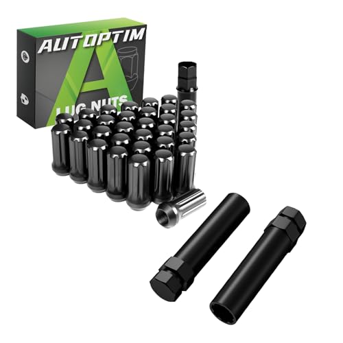 AUTOPTIM M14x1.5 Black 7 Spline Lug Nuts & Lug Nuts Socket Key
