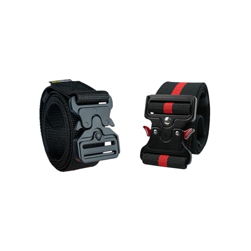 MELOTOUGH Quick Release Tool Belt 1.5 Inch Web Work Belt 2 Inch Wide Tool Belt with Heavy Duty Metal Buckle for Tool Pouch, Construction, Electrical (Black & Red)