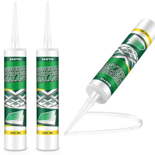 2 Pack 10.1oz Clear Silicone Caulk, 100% Waterproof Sealant for Home, RV 2