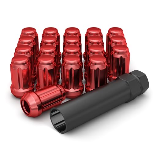 White Knight 3804RDT-20AM 1/2"-20 Red 6 Spline Lug Nut with Key, 20 Pack (for AFTERMARKET Wheels with Smaller 0.80" Diameter Seating)