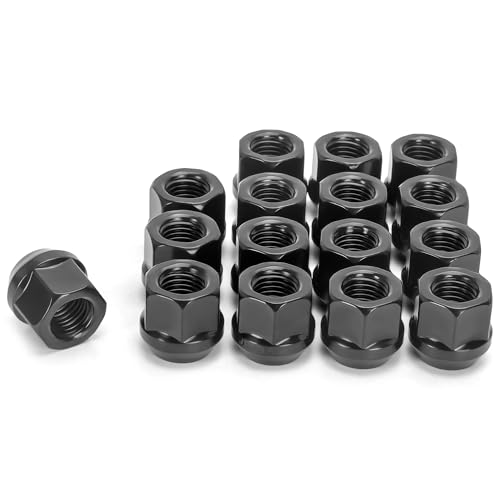 KSP M12x1.5 Open End Wheel Lug Nuts, 16PCS ATV Lug Nut 19mm 3/4" Hex 21mm 0.83" Height for Polaris Ranger 1000 XP RZR, Black Open Ended Cone Conical Taper Acorn Bulge Seat Wheel Nut for ATV Vehicles M12X1.5-Hex 19mm
