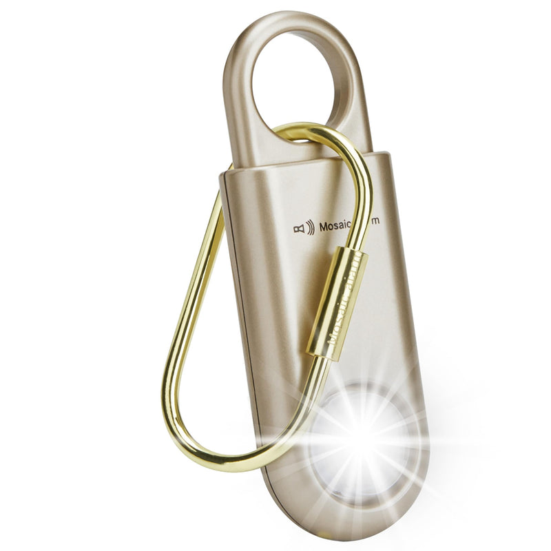 130dB Personal Safety Alarm Strobe Light. Loud Sound Keychain Siren with Carabiner for Women, School Children, Night Runners, Hiking. Bear Alarm Deterrent. SOS Emergency Self Defense Alerts. Glod Gold