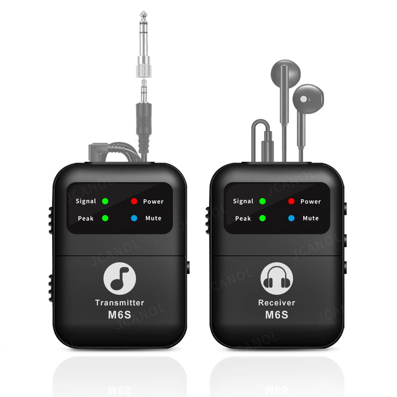 Wireless in Ear Monitor System, 2.4G Stereo Wireless IEM System with Beltpack Transmitter Receiver Auto-Pairing, 164ft for Studio, Band, Live Performance 1 receiver +1 transmitter
