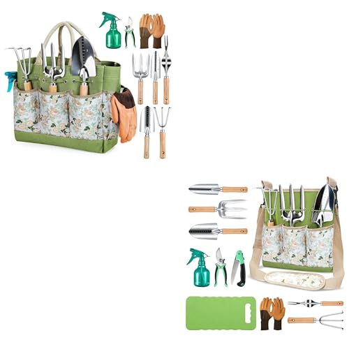 Gardening Tools 9-Piece and 11-Piece Heavy Duty Gardening Tools Set with Shoulder Crossbody Bag for Women Men