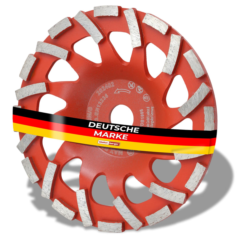Woltersberger Professional Diamond Cup Wheel 180 mm x 22.23 mm Sanding Disc for Sanding Work with Concrete and Hard Building Materials Granite Natural Stone Screed Plaster Marble Brand Quality