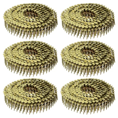 uxcell 2400 Count Siding Nails 1" x 0.083" 15-Degree Ring Shank Full Round Head Collated Wire Coil for Lath and Sheathing Materials 1" x 0.083"