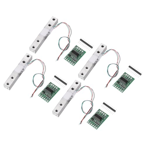 QUARKZMAN Digital Load Cell 1 kg + HX711 Module Weighing Sensor 24 Bit Precision A/D Dual Channel for DIY Portable Electronic Kitchen Scale Kit Pack of 4