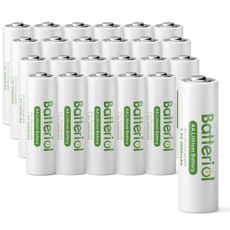 Lithium Batteries AA, Double A Batteries 3000mAh 1.5V Long Lasting for Blink Camera, Flashlight, Video Doorbell, Remote Control, Non-Rechargeable (AA 24P) AA 24 Pack