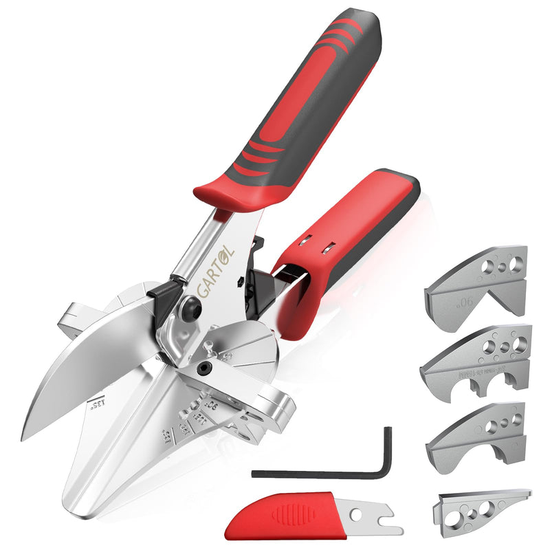 GARTOL Ratchet Miter Shears, 45°-135° Adjustable Multi-Angle Cutter for Molding, Trim & Quarter Round – Precision Hand Tool for PVC & Soft Wood – Includes 5 Anvils & Replaceable Blade HD-3100 S