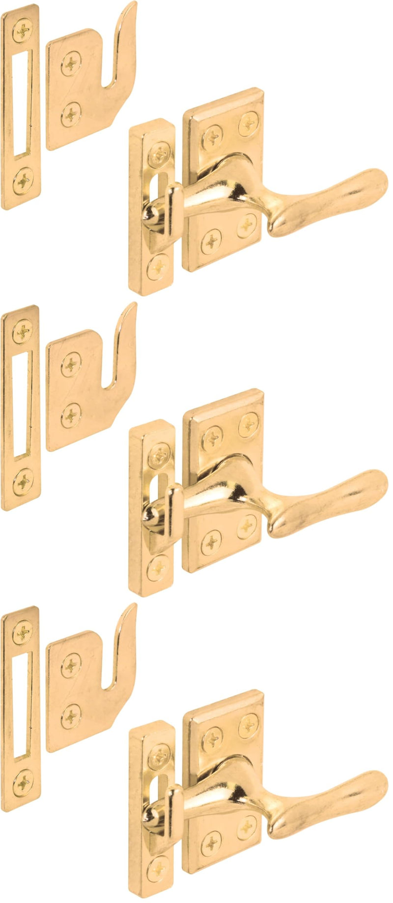 Prime-Line H 3553 Casement Window Lock, Brass Plated (Single Pack) (Pack of 3) 1-7/8 in. (Pack of 3)