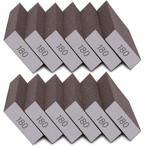 12Pcs Sanding Sponge 180 Grit Fine Sanding Blocks for Drywall Metal Wood Washable and Reusable