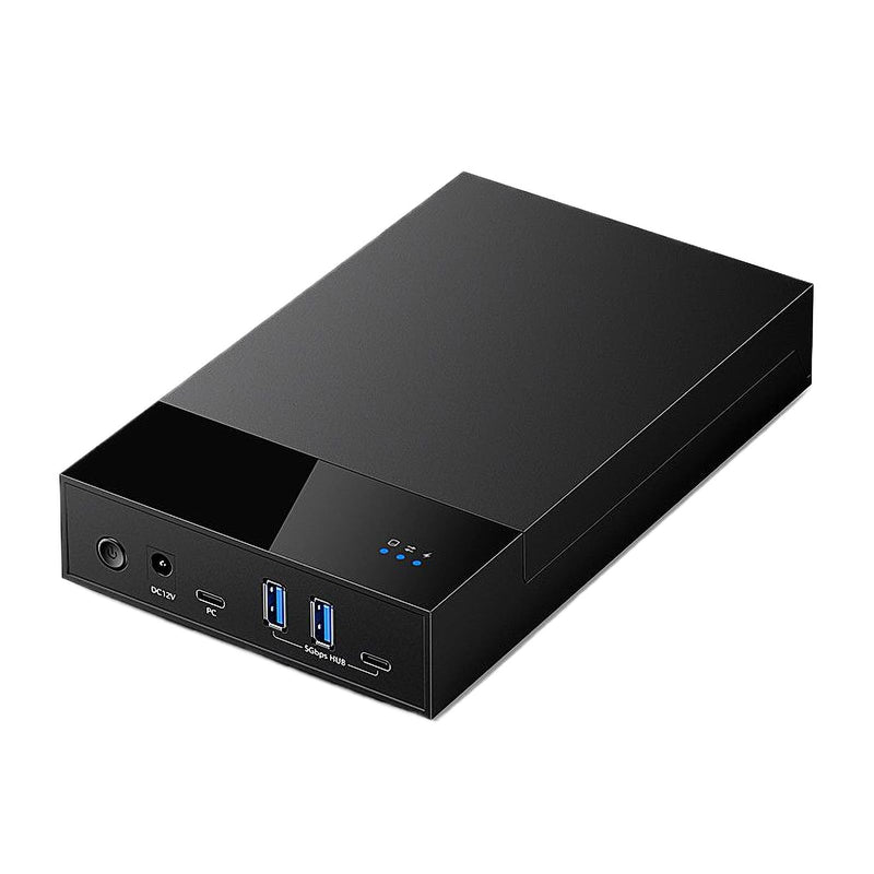 External Hard Drive Enclosure for 3.5 2.5 Inch SATA SSD HDD, USB 3.0 to SATA Hard Drive Docking Station, 2A1C Multi-Port Hub with 12V/2A Power Adapter, Support Up to 20TB, UASP, Trim, Black