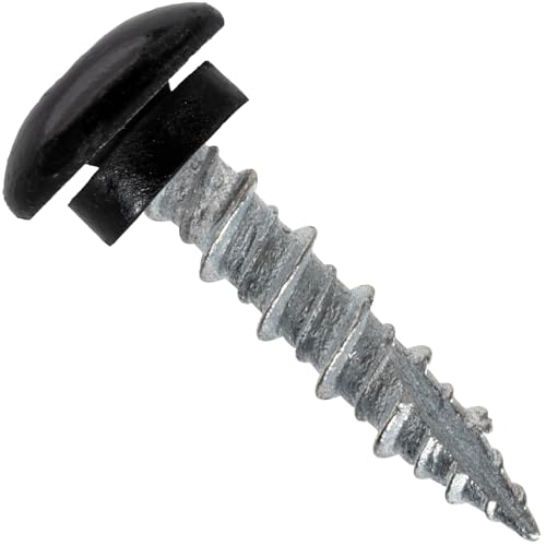 10 x 1 Black - Low Profile Star Head Roofing Screws - HI-LO Thread - Metal to Wood - T25 Torx Drive Head - EPDM Washer. 1 x 250 Count Bag - 250 Screws 1"