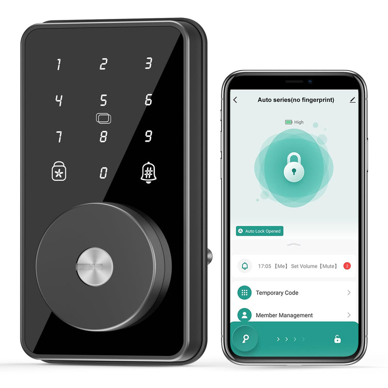Smart Lock, 4-in-1 Keyless Entry Door Lock for Front Door, Digital Door Lock with Keypad, Bluetooth Smart Deadbolt, App Control Pitch black