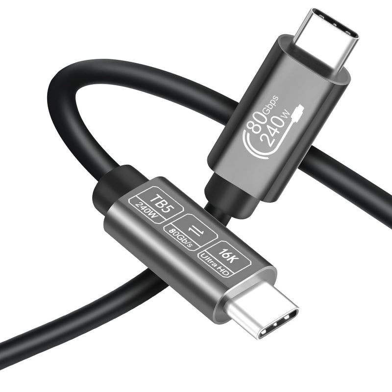 USB C Cable 80Gbps Thunderbolt 5/4/3 6ft, USB4 | 240W Fast Charging | 16K/8K Video Display | Compatible with MacBook Pro/Air, iPad Pro, Dell XPS, Galaxy S24 (USB 4.0/3.2/3.1) 1.8M-6FT