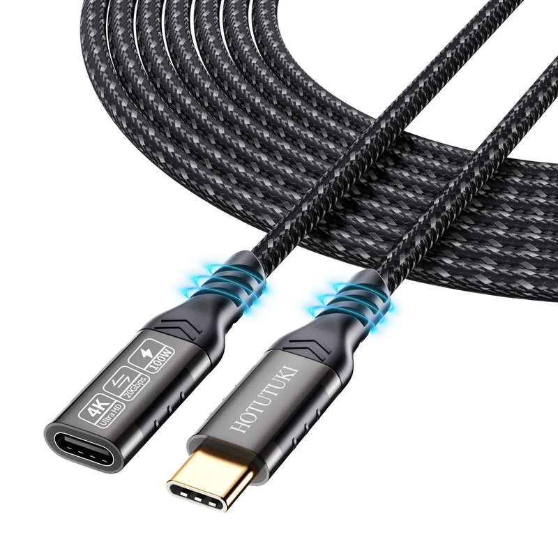 USB-C Extension Cable 16.5ft/5M, Male to Female Extender, Braided Data Cord, 100W PD Fast Charging, 20 Gbps 16.5 ft