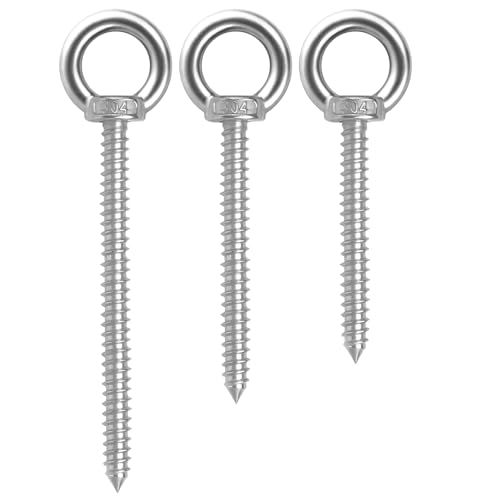 OHIYO 5 inch / 5.5 inch / 6.3 inch Heavy Duty Eye Hooks M10 Eyelet Screw Heavy Duty Screw in Eye Hooks for Hammock Stand, Swing Chair, Yoga, Heavy Indoor & Outdoor Uses (12 Pack)