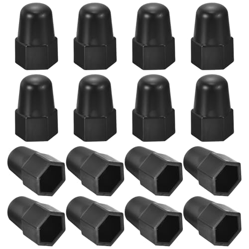 uxcell 50pcs Hex Nut Bolt Cover, M12x18x36 Black Plastic Higher Dome Nut Protection Cap Hex Bolt Nut Covers for Hexagon Screws, Bolts M12 50