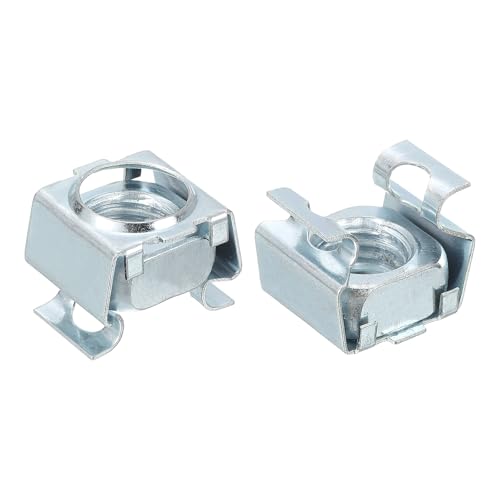 uxcell M12 x 1.75mm Cage Nut, 50Pcs Snap-in Cage Nuts, Carbon Steel Zinc Plated Metric Nut for Server Rack Cabinet, Silver 50