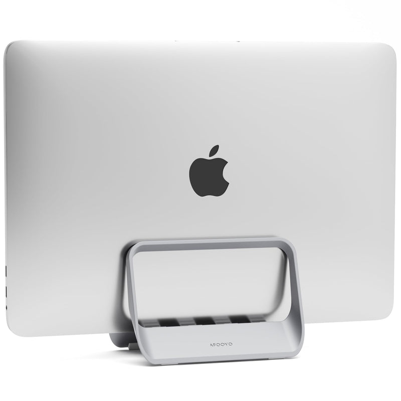 Vertical Laptop Stand with Gravity Locking – ABS Adjustable Laptop Holder Desktop Stand Compatible with MacBook, Surface, iPad, Mini PC and More (Gray) Gray