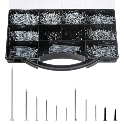 2510pcs Nail Assortment Kit for Hanging Pictures, Small Finishing Nails, Wall Pins 2510pcs-11sizes