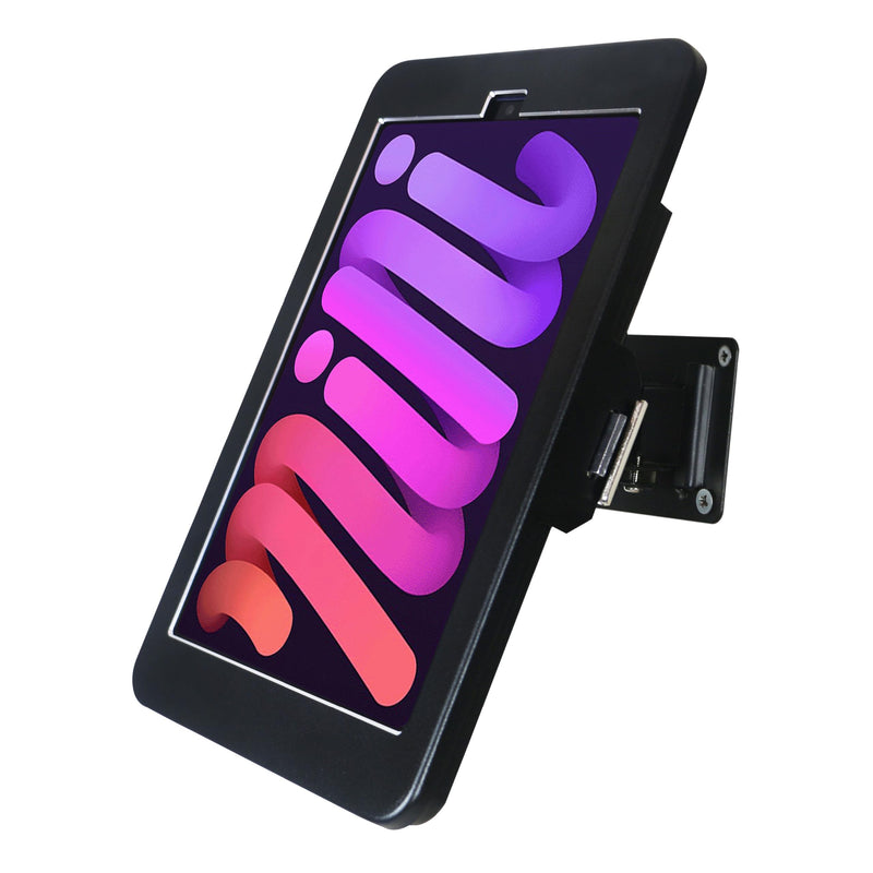 On Wall Mount Bracket Stand for iPad mini 7 A17 Pro 2024/ iPad mini 6 2021 8.3",with Anti Theft Security Lock & Key,Rotate Arbitrary Adjustment,Multi Angle,Metal,(Black)