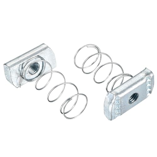 uxcell Strut Spring Channel Nut Regular, 50Pcs M8x34.5 Carbon Steel Zinc-Plating Long Spring Nuts for Strut Channel Mounts Solar Panel M8x34.5x20mm 50