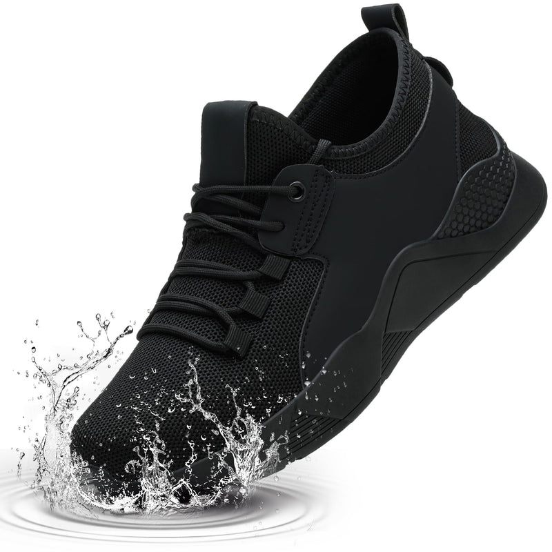 ulogu Waterproof Non Slip Shoes for Men Women Work Sneakers Food Service Water Resistant Slip on Walking Shoes Black 8 Women/6 Men