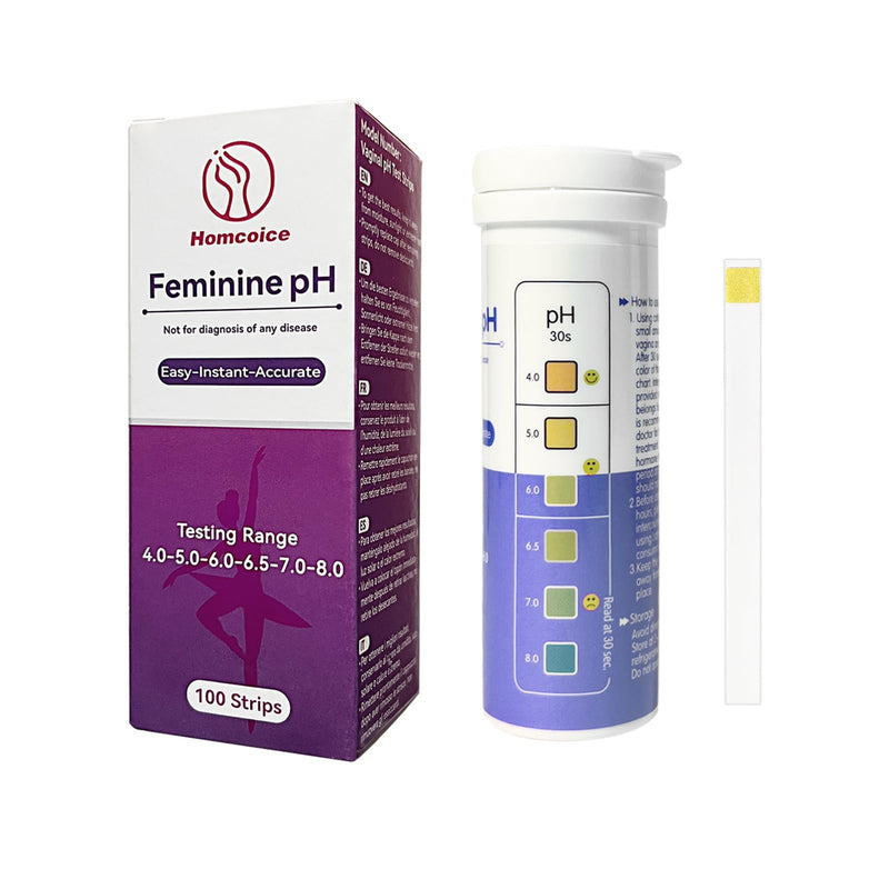 Vaginal pH Test Strips (100 Strips) Female pH Test for Monitoring Vaginal Intimate Health and Prevention of Infections, Accurate Acid and Base Balance Emballage violet