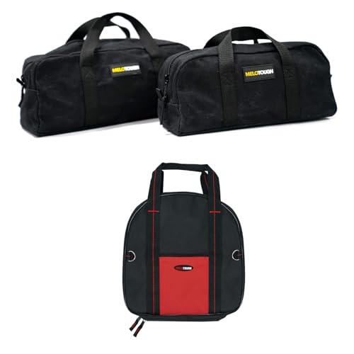 MELOTOUGH 2PCS Canvas Utility Tool Tote bag+1PC jumper cable bag(14inch)
