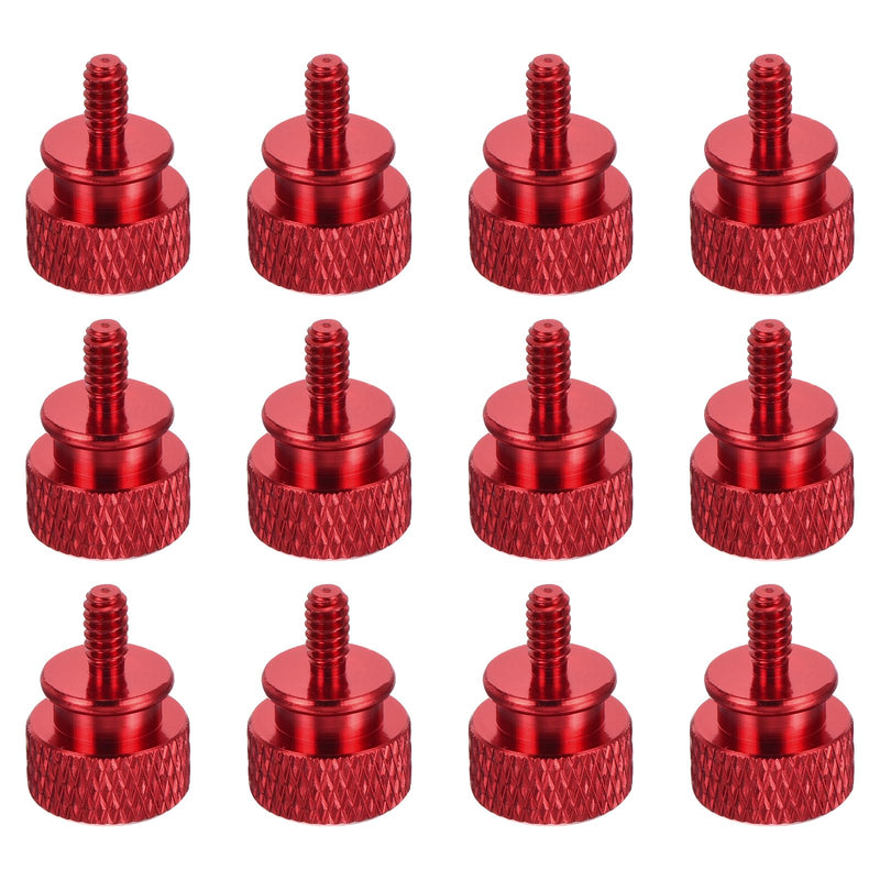 MECCANIXITY 12pcs UNC6-32x6.5mm Knurled Thumb Screw Computer Case Threaded Hand Tighten Screws Aluminum Alloy for PC Case, Wine Red