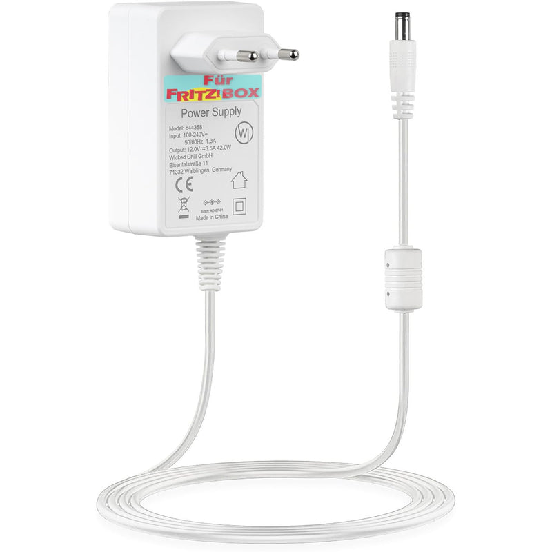 Wicked Chili 12 V / 3.5 A Power Supply 3 m Long Cable Compatible with AVM | Fritz!Box Router, Fritz WLAN Repeater (AX, DSL, Cable, LTE) Telekom Speedport Smart, Plug Power Supply Extension 300 cm