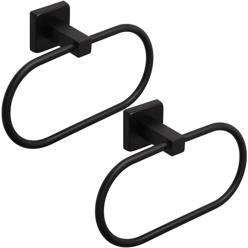 TocTen 2 Pieces Towel Ring/Hand Towel Rack - Thicken SUS304 Stainless Steel Bathroom Hand Towel Holder Heavy Duty Unique Oval Hand Towel Hanger Wall Mounted for Bathroom Kitchen Sink（Matte Black） Matte Black 7.88 Inch without Shelf (2 Pack)