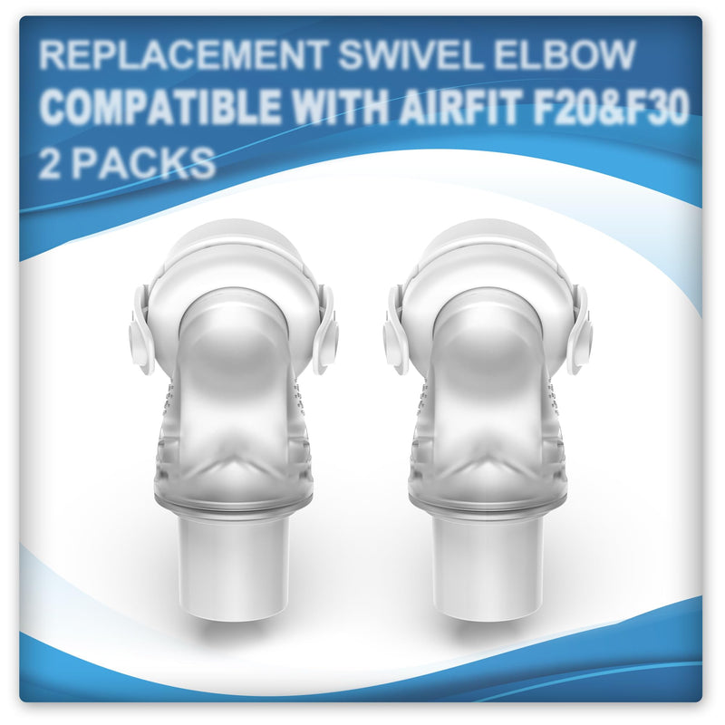 2 Pack Replacement Swivel Connector Elbow Tube Compatible with Airfit F20 and Airfit F30 Hose Quick Release Swivel High Quality CPAP Accessories BlessEase