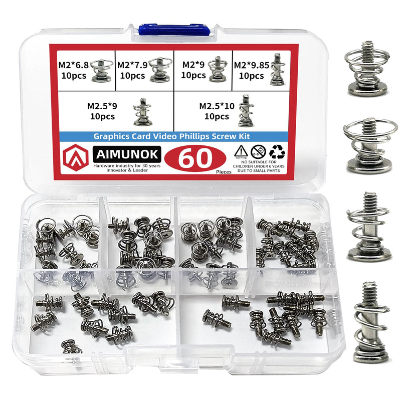 60pcs GPU Graphics Card Back Plate Heatsink Screws Spring Screws Phillips CPU Mainboard Radiator Fixing Bolts M2 M2.5 DIY