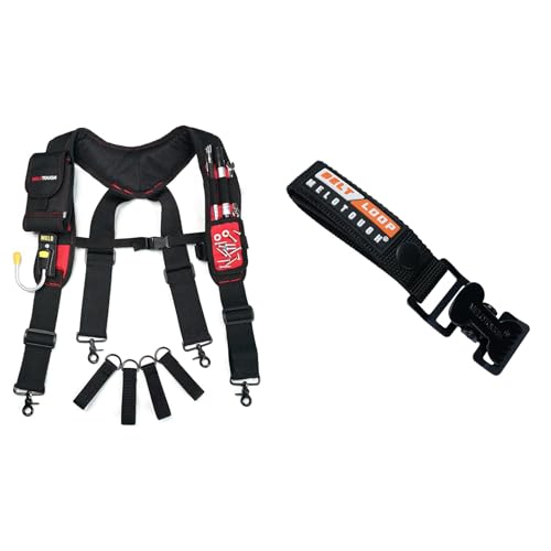 MELOTOUGH Magnetic Tool Belt Suspenders +1PC Glove Clip with Sturdy Alligator Clip