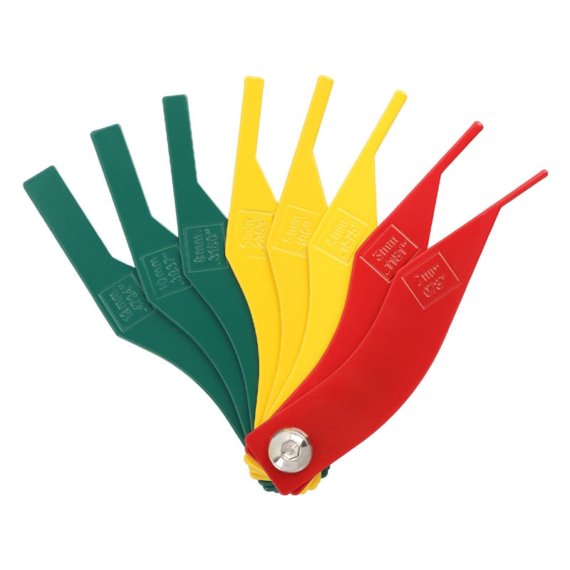 8 Pcs Brake Lining Thickness Gauge, Car Automotive Brake Pad Measuring Ruler Tool, Measuring Disc and Drum Brake Pad Gauge, Color-Coded, SAE & Metric