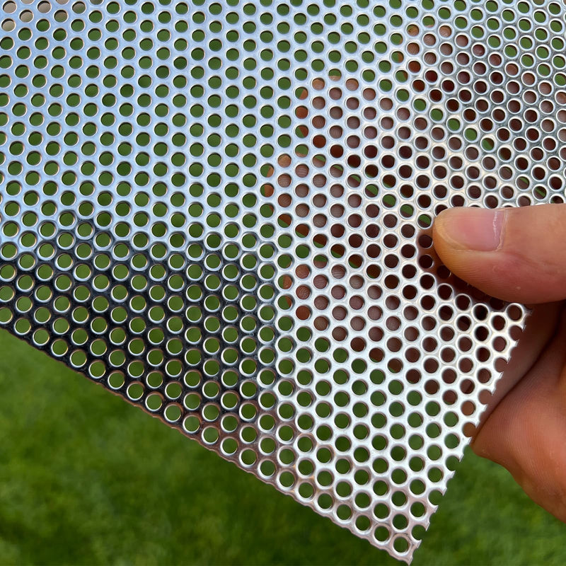 Perforated Metal Sheets 16"x10" 19 Gauge Expanded Metal Mesh Opening 1/8" 0.12 inch (About 3 mm) Perforated Stainless Steel Sheet 304 Stainless Steel Mesh Screen Panel Decorati Plate Rectangle 16"x10"