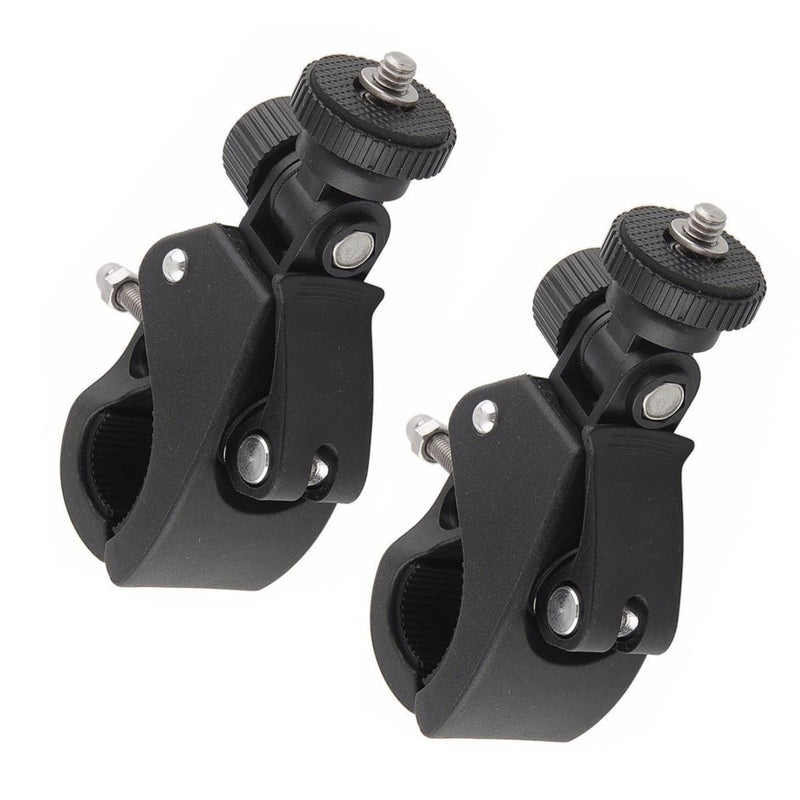 2 Pack Sports Camera Bike Mount Handlebar Clamp Clip Stand Base with 1/4 Screw Adapter for Gopro Hero DJI Osmo Insta360 Motorcycle Bicycle Action Cam Dash GPS Field Monitor Lights