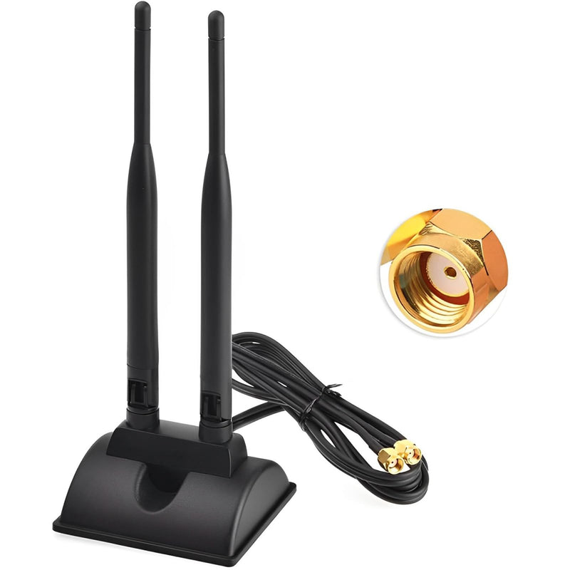 WiFi Antenna with RP-SMA Male Connector 2.4G 5.8G Dual Band 6dBi WiFi Antenna Magnetic Base 1.2m Cable for Wireless Router WiFi Network Card